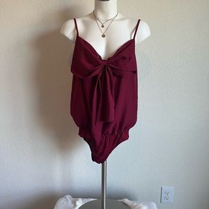 Kate Collection Sheer cherry color plus size women's blouse panty with straps